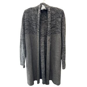 EILEEN FISHER Gray Taupe Yak Wool Silk Open Front Long Cardigan Sweater Small